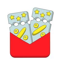 Two discount coupons with stars in envelope in color vector