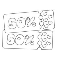 Two discount coupons with hearts in black and white vector