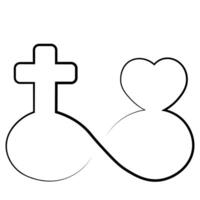 Infinity sign with religious cross and heart vector