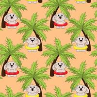 Seamless pattern with summer Cute Rabbit on beach vector