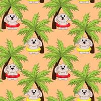 Seamless pattern with summer Cute Rabbit on beach vector