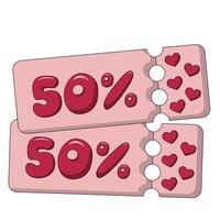 Two discount coupons with hearts in color vector