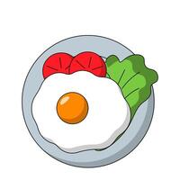 dibujos animados revuelto huevos en plato en color vector