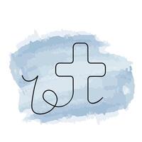 Religion Cross and music note in outline in watercolor vector