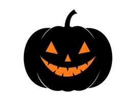 negro y naranja silueta de sonriente Víspera de Todos los Santos calabaza. ilustración. jack-o-lantern. aislado en blanco antecedentes concepto de Víspera de Todos los Santos, festivo decoración, otoño celebracion, octubre tradición. icono. vector