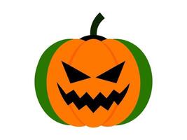 Halloween pumpkin illustration. Jack-o-lantern with a menacing grin. Isolated on white background. Concept of Halloween, festive decor, autumn celebration, spooky symbol, October tradition. Icon. vector