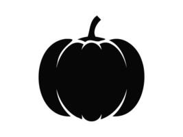 negro calabaza silueta ilustración aislado en blanco. icono, logo, firmar, pictograma. concepto de minimalista Víspera de Todos los Santos decoración, estacional gráfico diseño, agricultura, cosecha vector