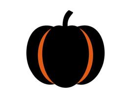 Black and orange pumpkin silhouette illustration isolated on white surface. Icon, logo, sign, pictogram. Concept of minimalist Halloween decor, seasonal graphic design, farming, harvest vector