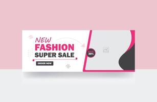 New fashion super sale social media banner web cover template vector