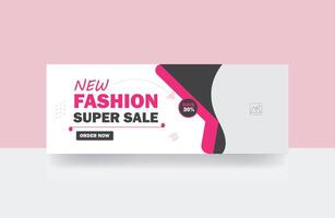New fashion super sale social media banner web cover template vector