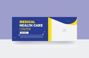 médico cuidado de la salud centrar bandera diseño hospital cubrir bandera diseño modelo vector