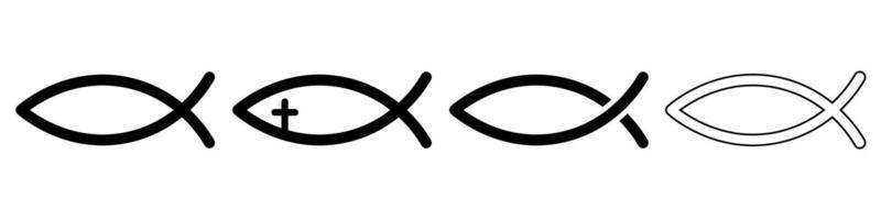 Christian fish icon set basic simple design vector