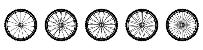 Bicycle wheels icon set basic simple design vector