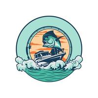 Mahi mahi fishing illustration logo vector