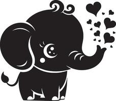 cute baby elephant blowing hearts from trunk t vector