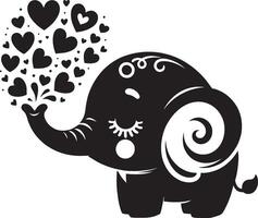 cute baby elephant blowing hearts from trunk t vector