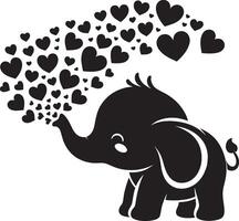 linda bebé elefante soplo corazones desde maletero t vector