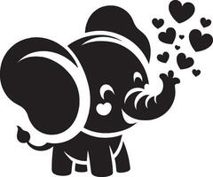 linda bebé elefante soplo corazones desde maletero t vector