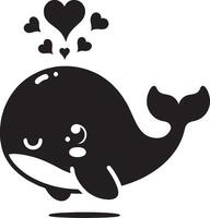 Romantic Whale Water Spray in Heart Formation - Oceanic Beauty vector