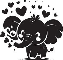 cute baby elephant blowing hearts from trunk t vector