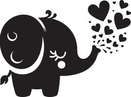 cute baby elephant blowing hearts from trunk t vector