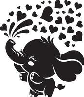 cute baby elephant blowing hearts from trunk t vector