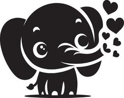 cute baby elephant blowing hearts from trunk t vector