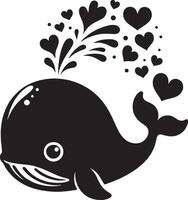 Whale Spraying Water in Heart Shape - Capture of Love and Nature vector