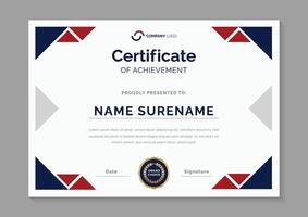 red and blue certificate design template vector