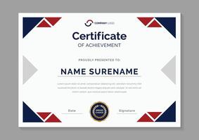 red and blue certificate design template vector