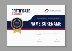 red and blue certificate design template vector