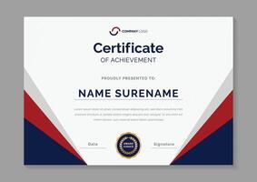 red and blue certificate design template vector