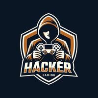 hacker mascota para Deportes y deporte logo equipo. hacker participación un gamepad mascota ilustración vector