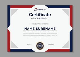 red and blue certificate design template vector