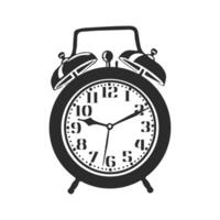 negro aislado alarma reloj icono en blanco antecedentes. vector