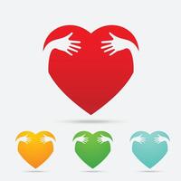 Hand hug heart love and care concept vector