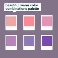 beautiful warm palette of peach to purple color combinations. Elegant pink to purple gradations. combination of colors to create a sunset vector