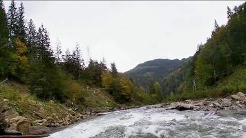 Flott på en berg flod video