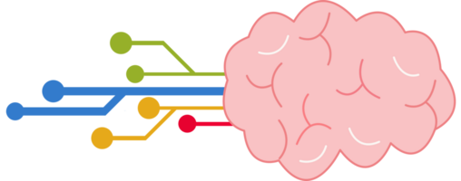 Brain with circuit line style icon. device network connection. png