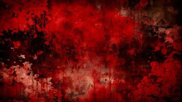 Vintage Red Grunge Texture on Worn Black Paper photo