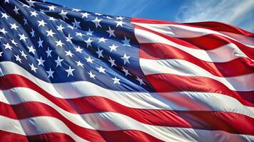 A Closeup View of Waving American Flag photo