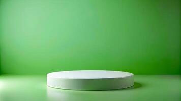 White Round Pedestal on a Light Green Backdrop for Product Ads photo