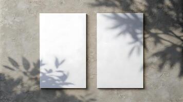 Blank Poster Mockup With Plant Shadows photo