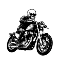 Skeleton Biker on Vintage Motorcycle png