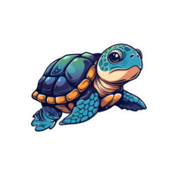 Colorful Sea Turtle Cutouts Illustration png