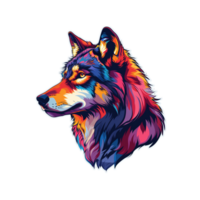 Vibrant Colored Wolf Portrait Illustration png