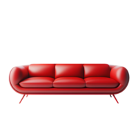 Red leather couch isolated on transparent background png