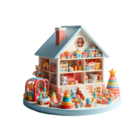 Toy house isolated on transparent background png