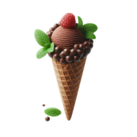 Chocolate ice cream cone Isolated on Transparent Background png