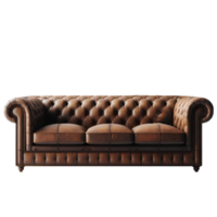 Brown leather couch isolated on transparent background png